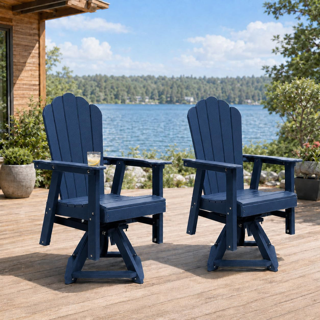 HDPE Swivel Adirondack Chair Set of 2 Navy Blue R244104