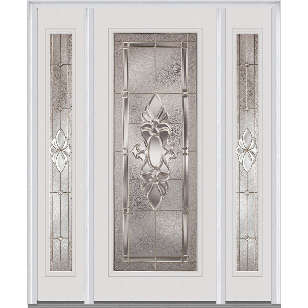 Steel Brilliant White Left Hand In-swing Exterior Prehung Door 36"x80" with 14" Sidelites S773844
