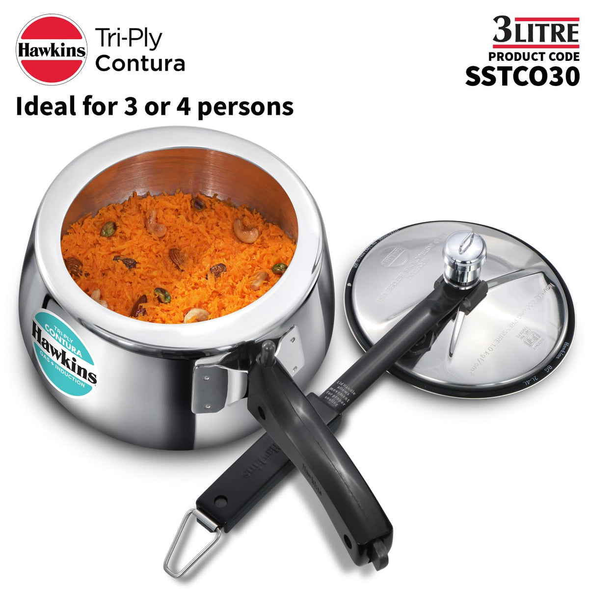 3 Litre Triply Stainless Steel Pressure Cooker V61262