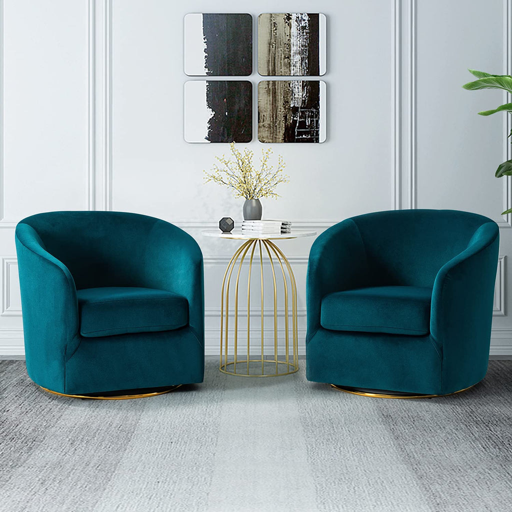 Set of 2 Velvet Swivel Barrel Chair T6501