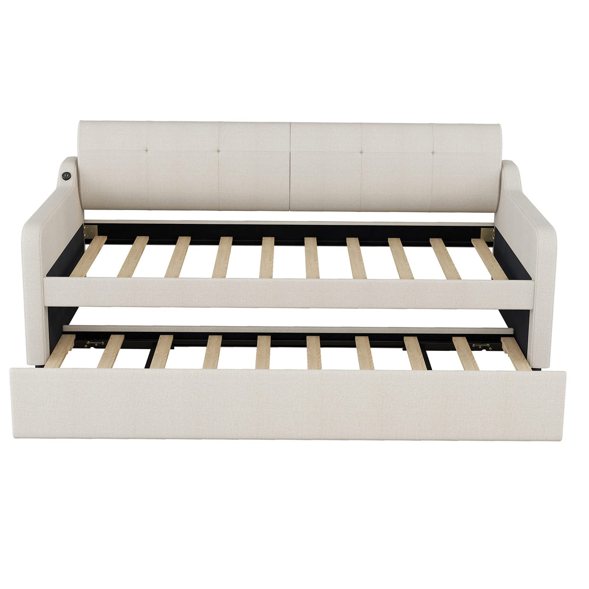 Twin Size Upholstered Daybed with Trundle R48072
