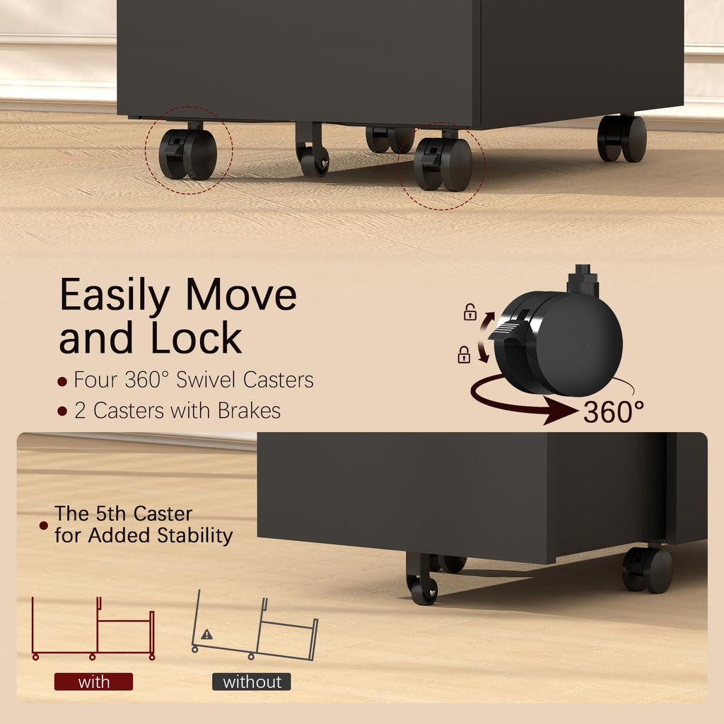 Black 3 Drawer Metal File Cabinet with Lock Q557
