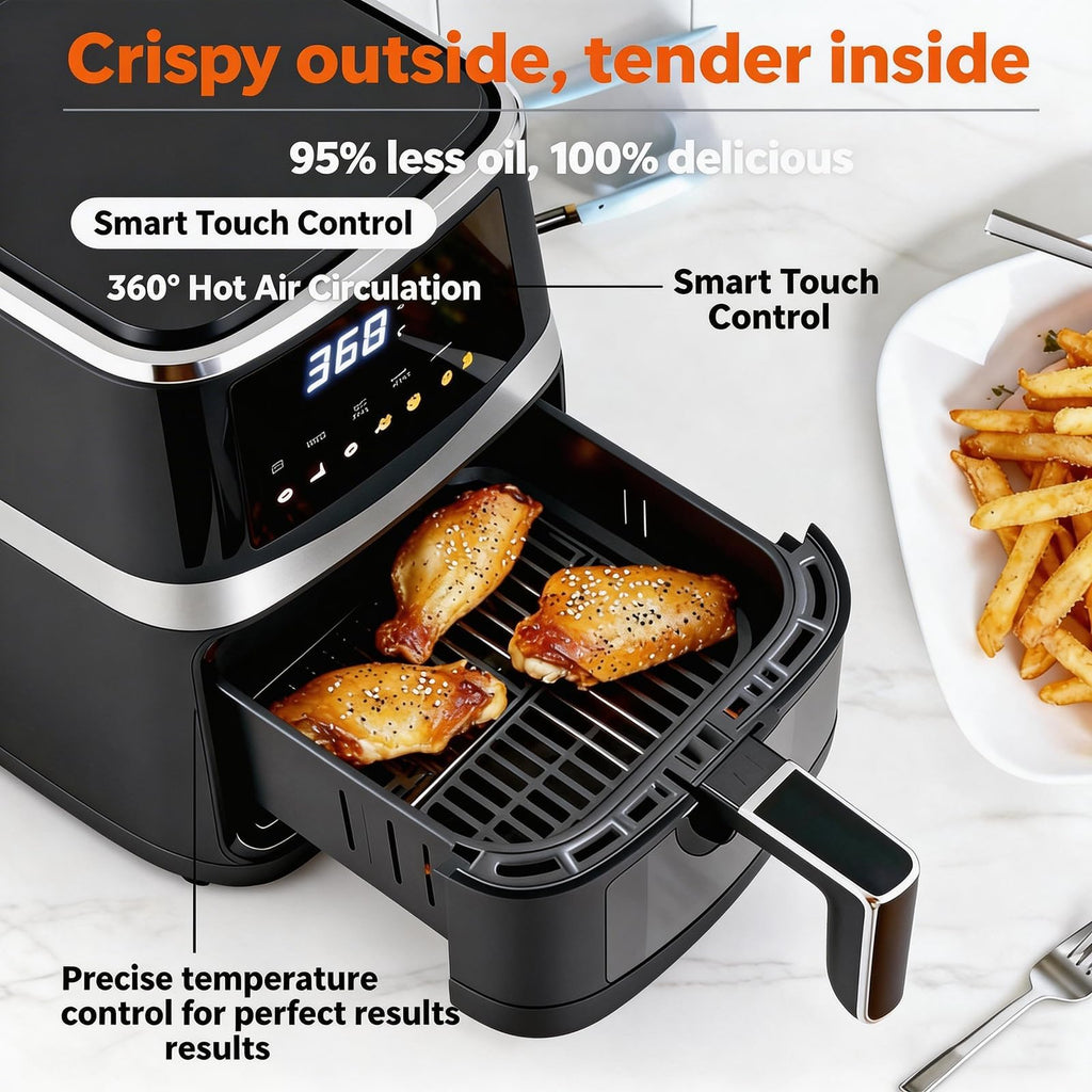 6 QT Family Size Air Fryer with Visible Cooking Window L575