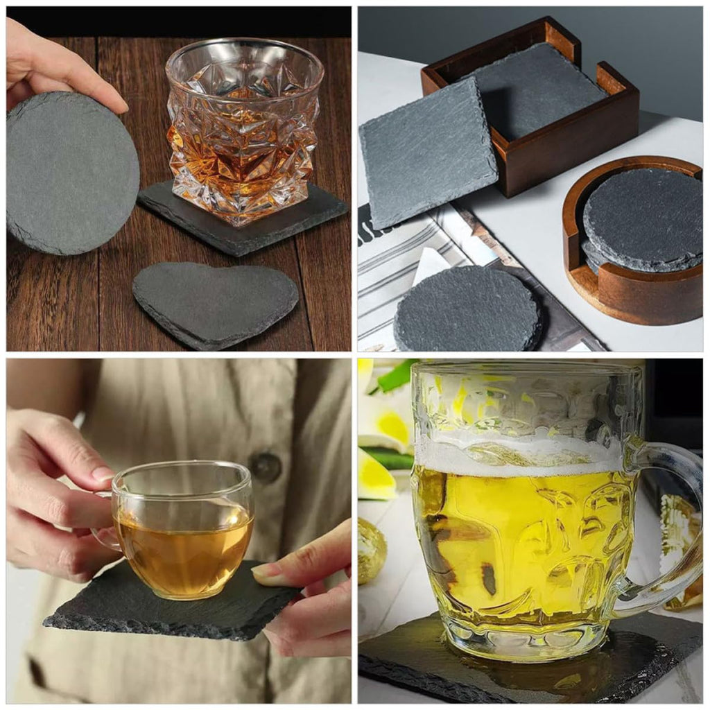 12pcs Natural Stone Coasters with Non Slip Bottom V36292