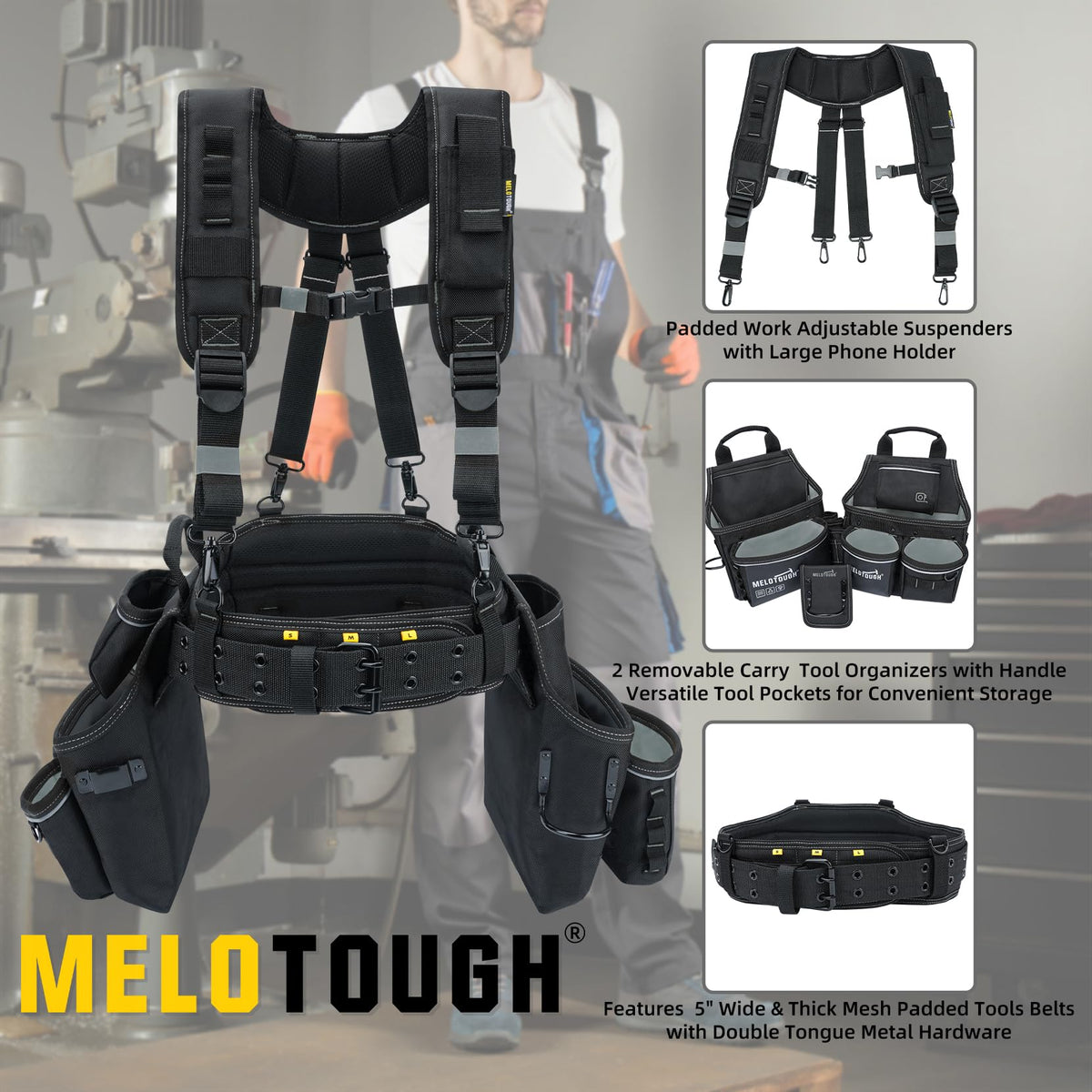 Carpenters Tool Belt with Suspenders 27 Pockets H109746