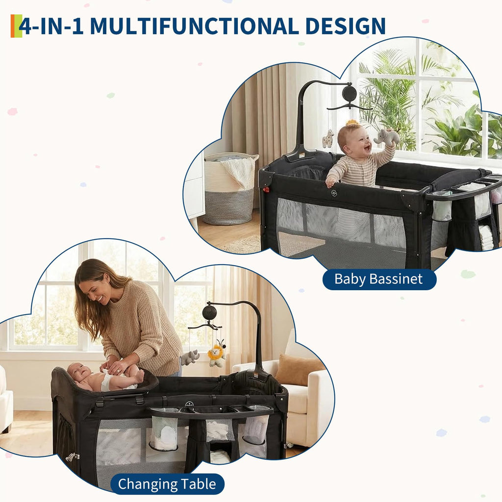 4 in 1 Pack and Play with Bassinet, Changing Table, Playpen and Carry Bag I409784
