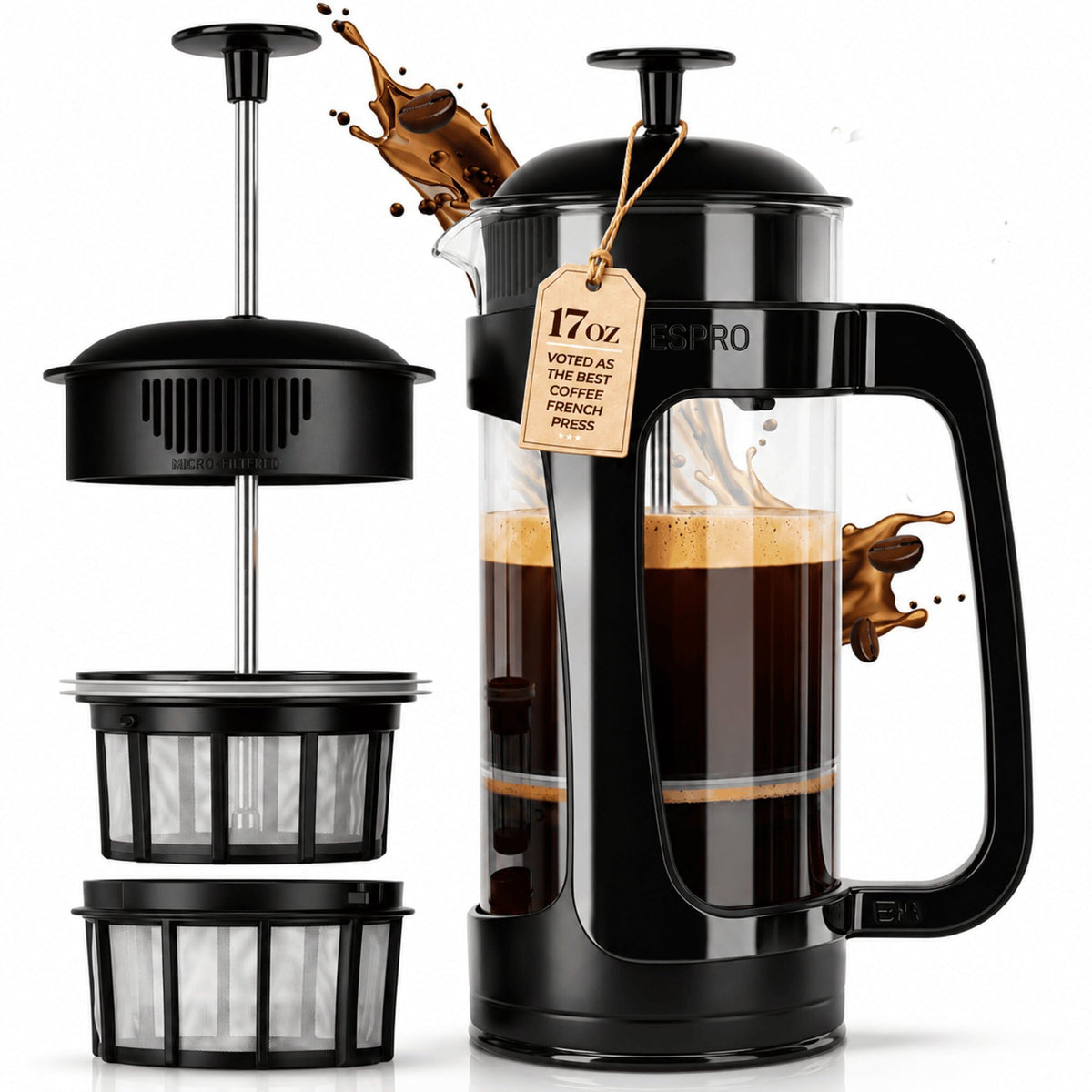 Black 17oz French Press Coffee Maker B77992