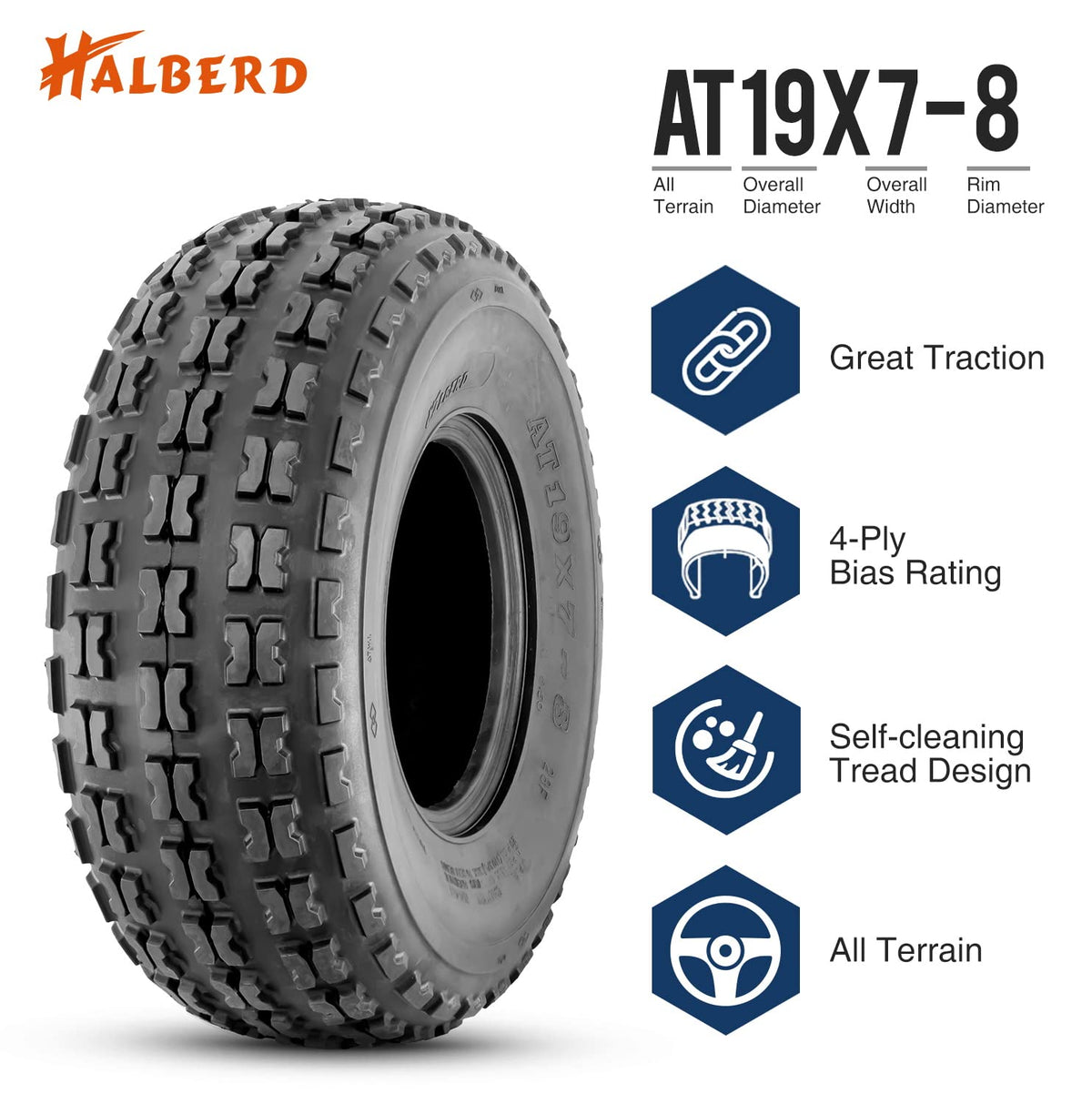 19x7-8 ATV Tires Set of 2 Tubeless All Terrain Q228497