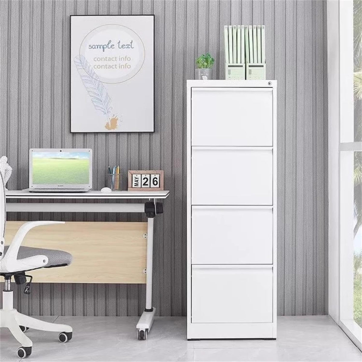 4 Drawer Vertical Metal File Cabinet with Lock M6283