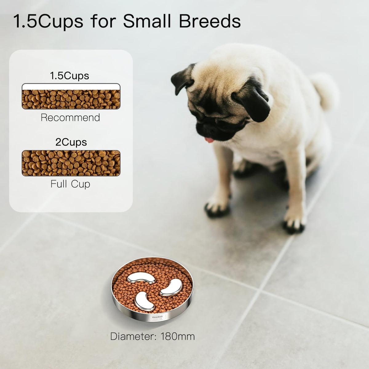 Slow Feeder Dog Bowl 1.5-Cup Stainless Steel K21447