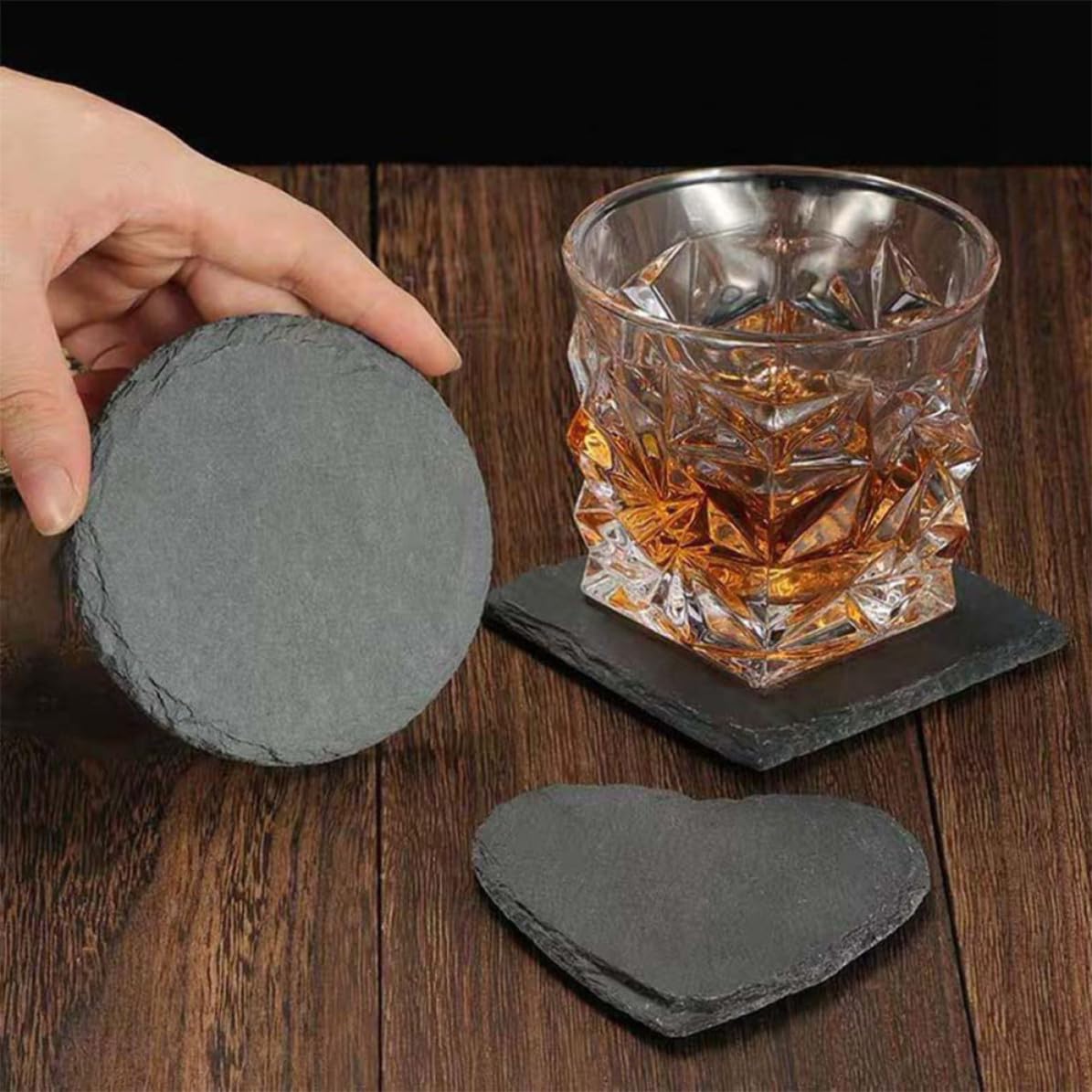12pcs Natural Stone Coasters with Non Slip Bottom V36292