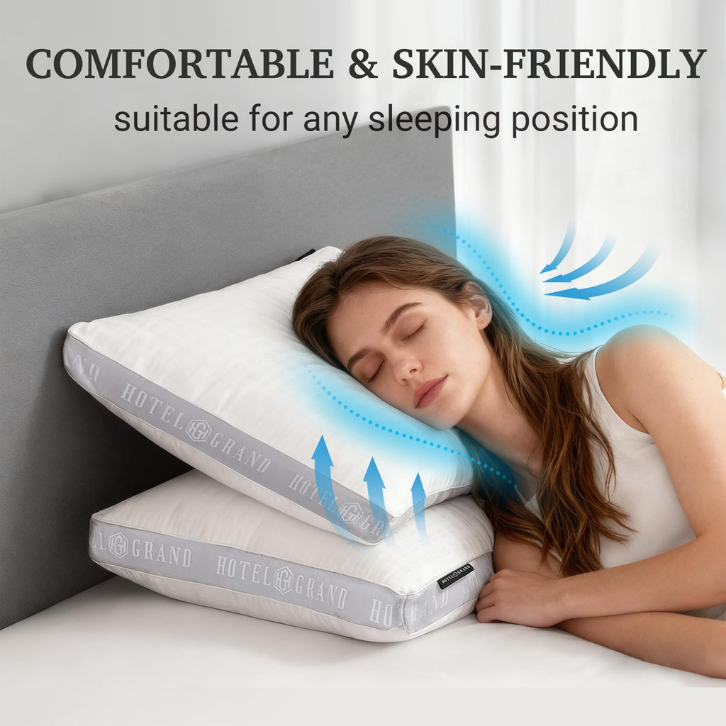 King Size Set of 2 Medium Soft Bed Pillows Q1041