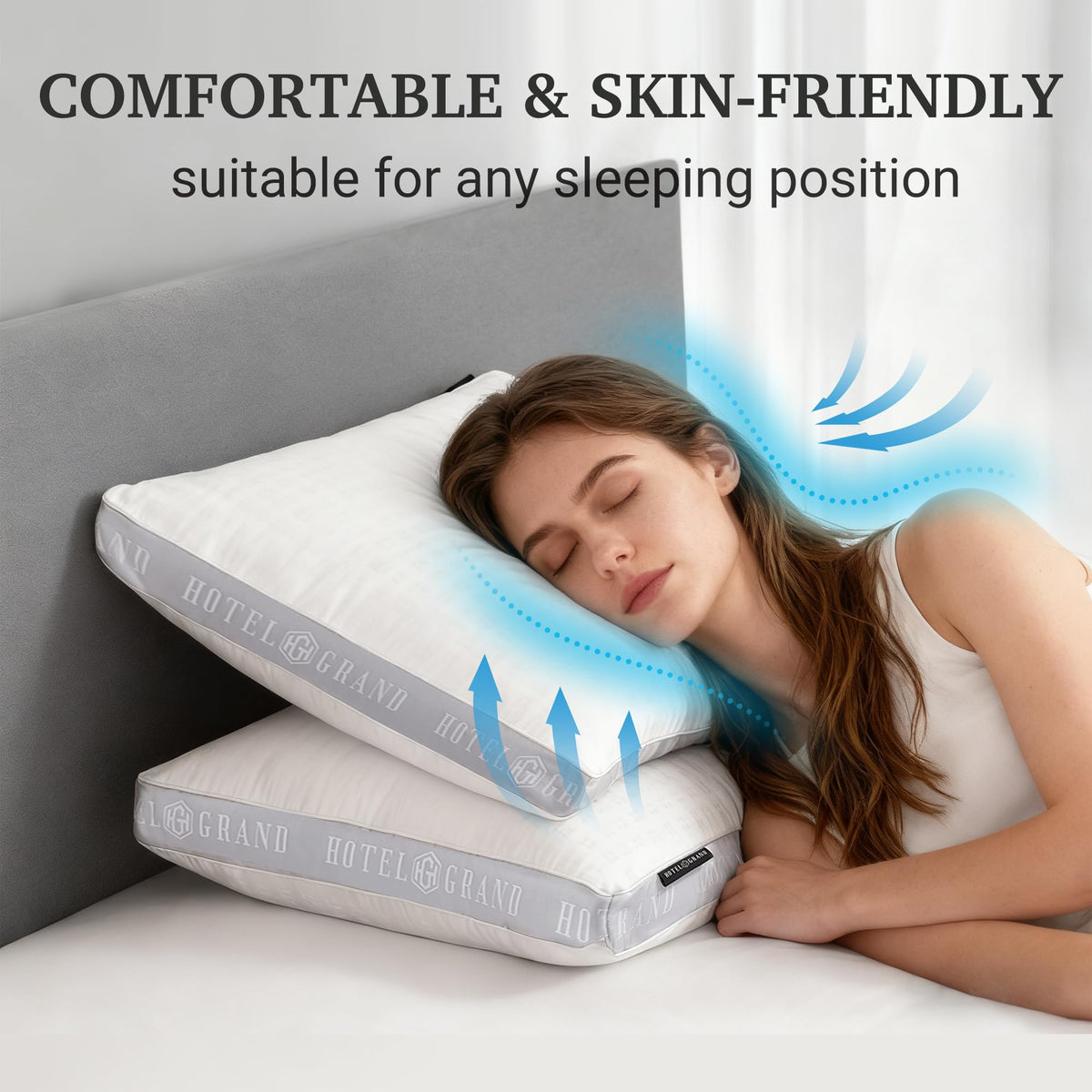 King Size Set of 2 Medium Soft Bed Pillows Q1041