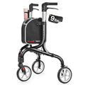 Super Lightweight 3 Wheel Foldable Aluminum Walker with Cup Holder, Black M373251