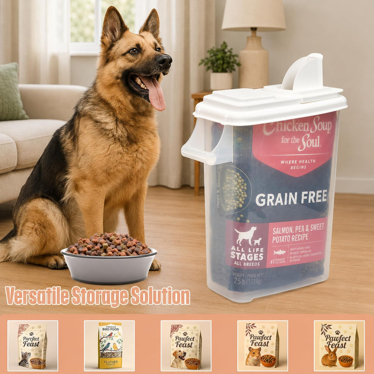 Airtight Pet Food Storage Container 32 Quart with Pour Spout U208139