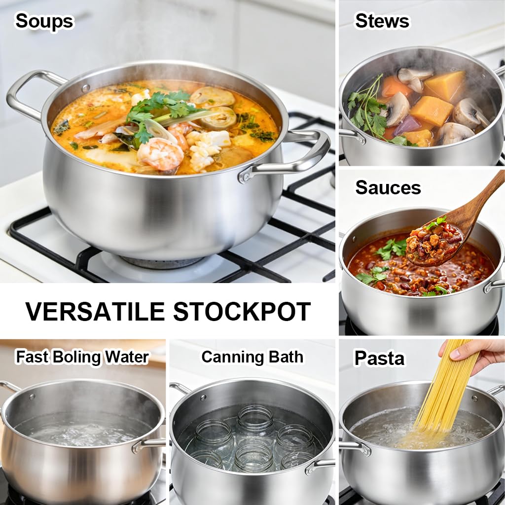 8QT Tri-Ply Stainless Steel Stock Pot with Lid G104050