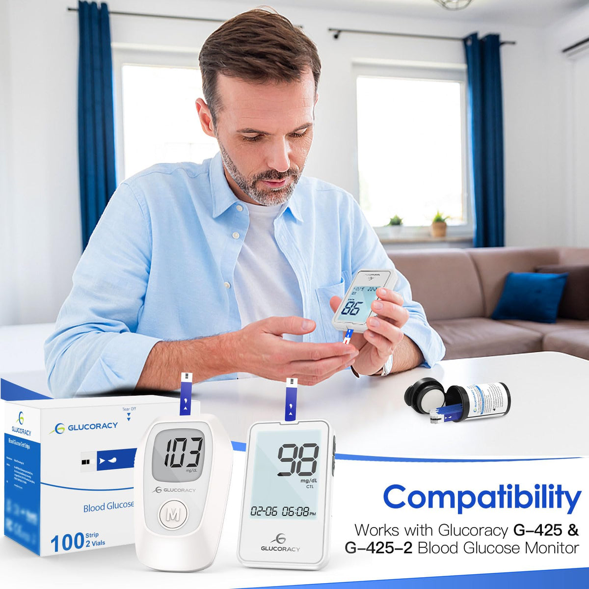 Blood Glucose Test Strips, 100 Strips B462930