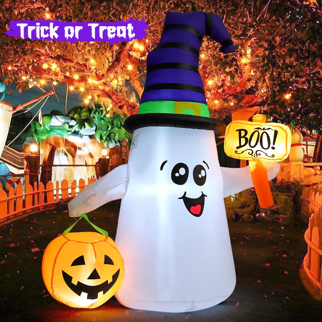 5 FT Halloween Inflatables Ghost with Built-in LEDs L3716