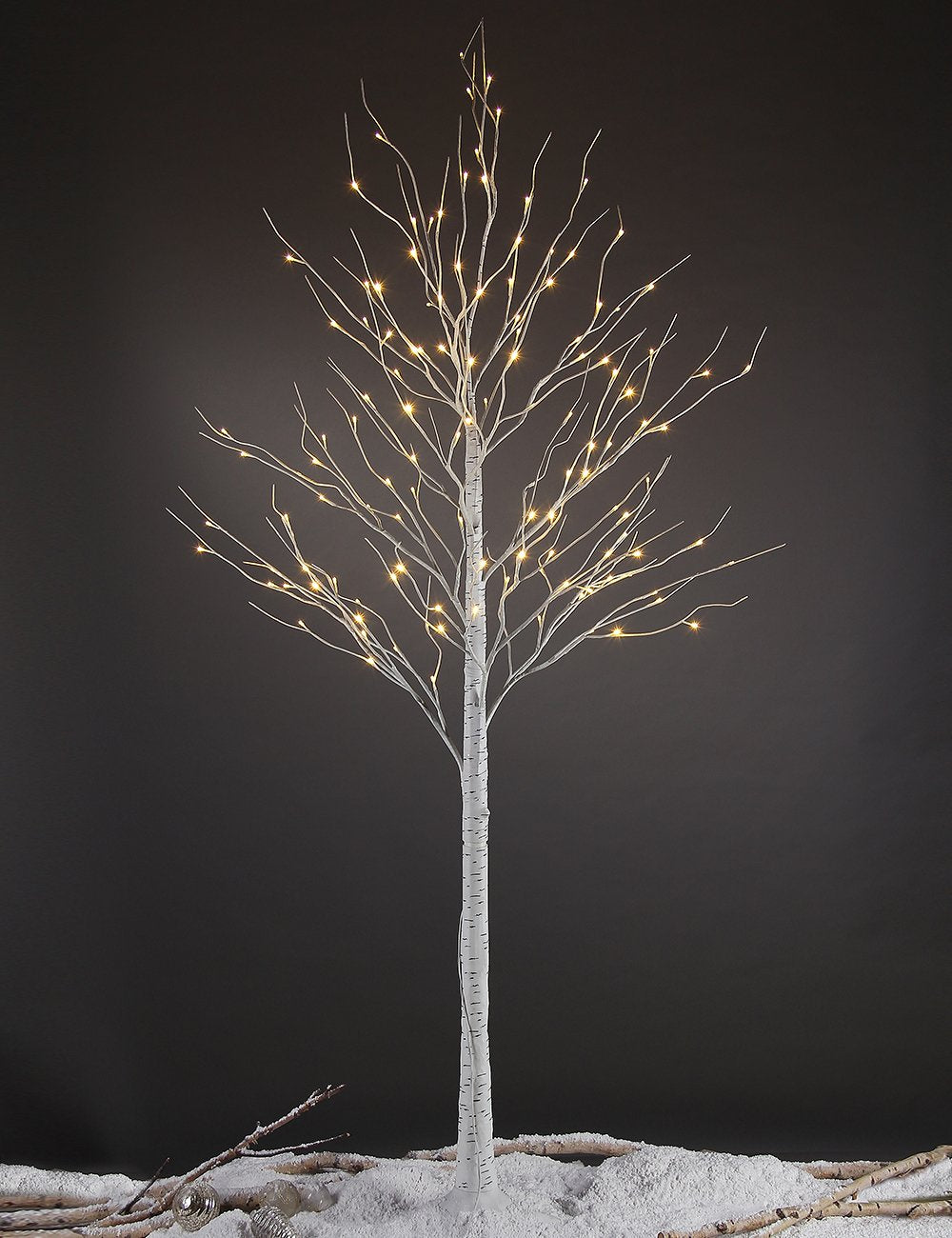 8FT 132 LED Lighted Birch Tree Warm White R1455