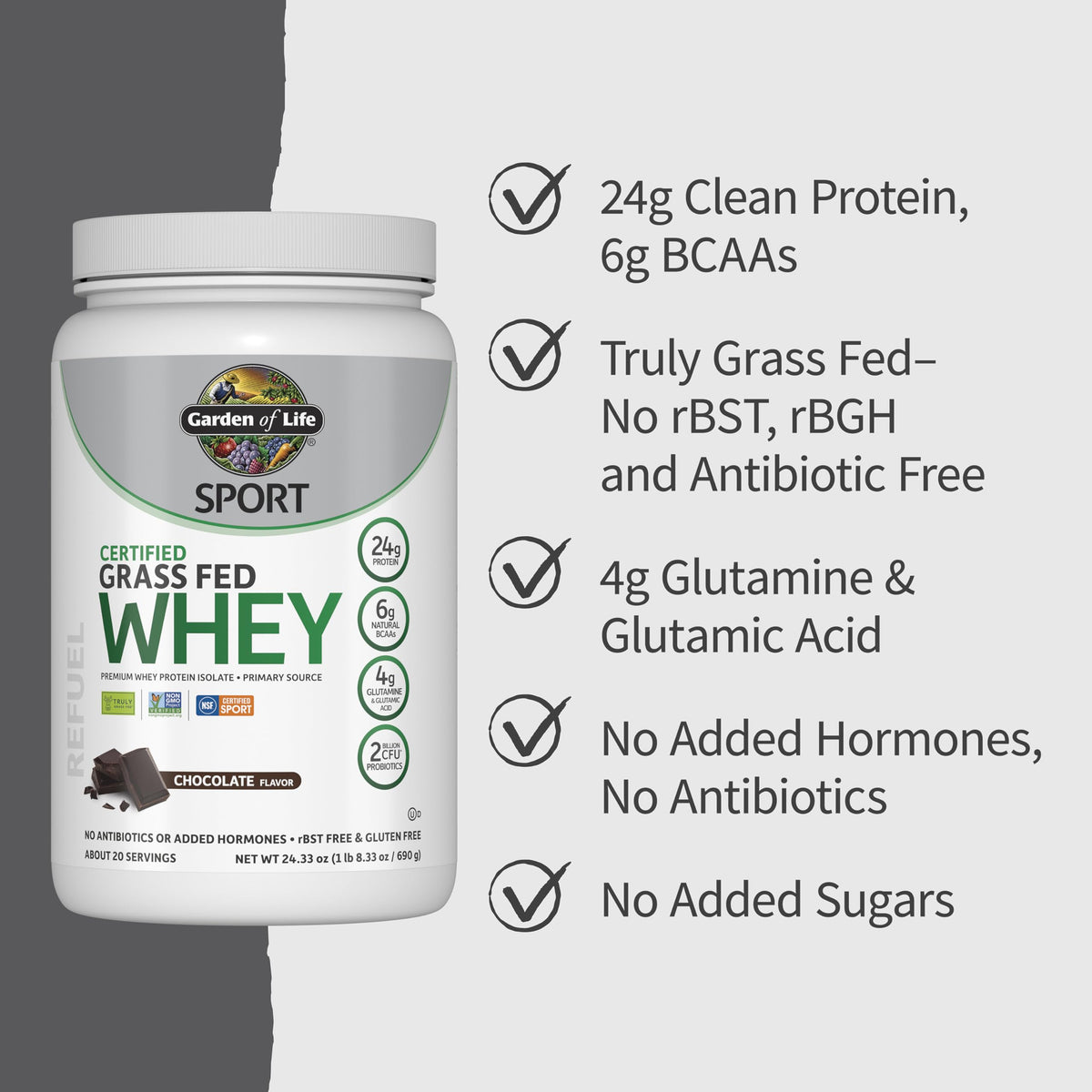 Grass Fed Whey Protein Powder, Chocolate, 20 Servings P758
