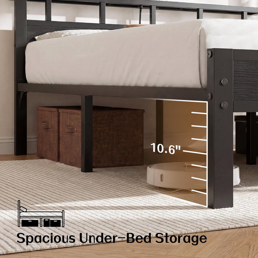 Full Size Bed Frame with Charging Station and LED W100858