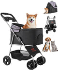 Foldable 4 Wheels Pet Stroller with Detachable Carrier L24536
