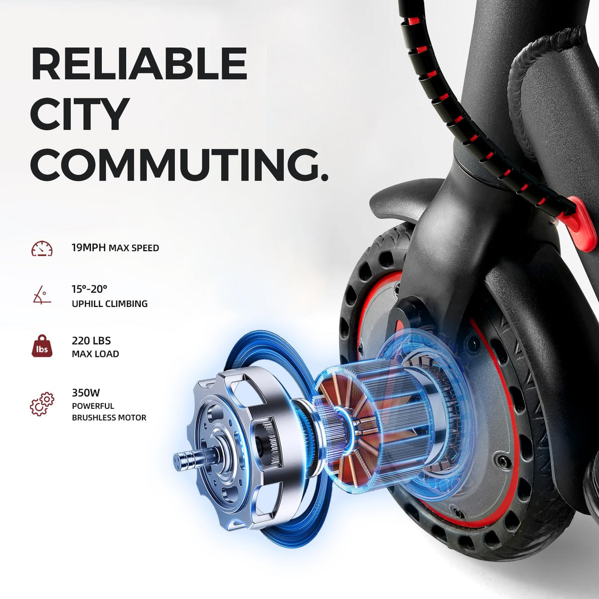 Electric Scooter, 350W/500W, 8.5" Tires, 21 Miles Range, Folding E-Scooter H801027