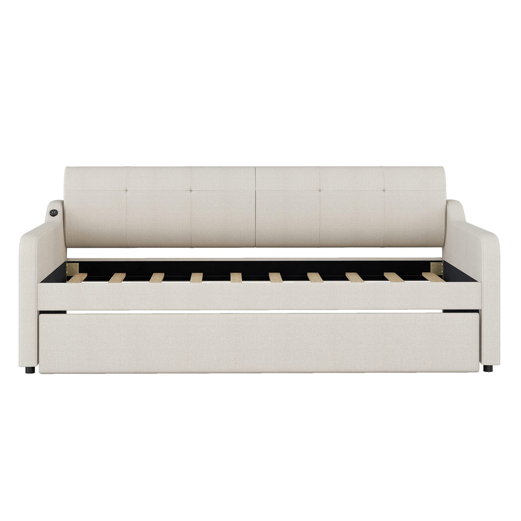 Twin Size Upholstered Daybed with Trundle R48072