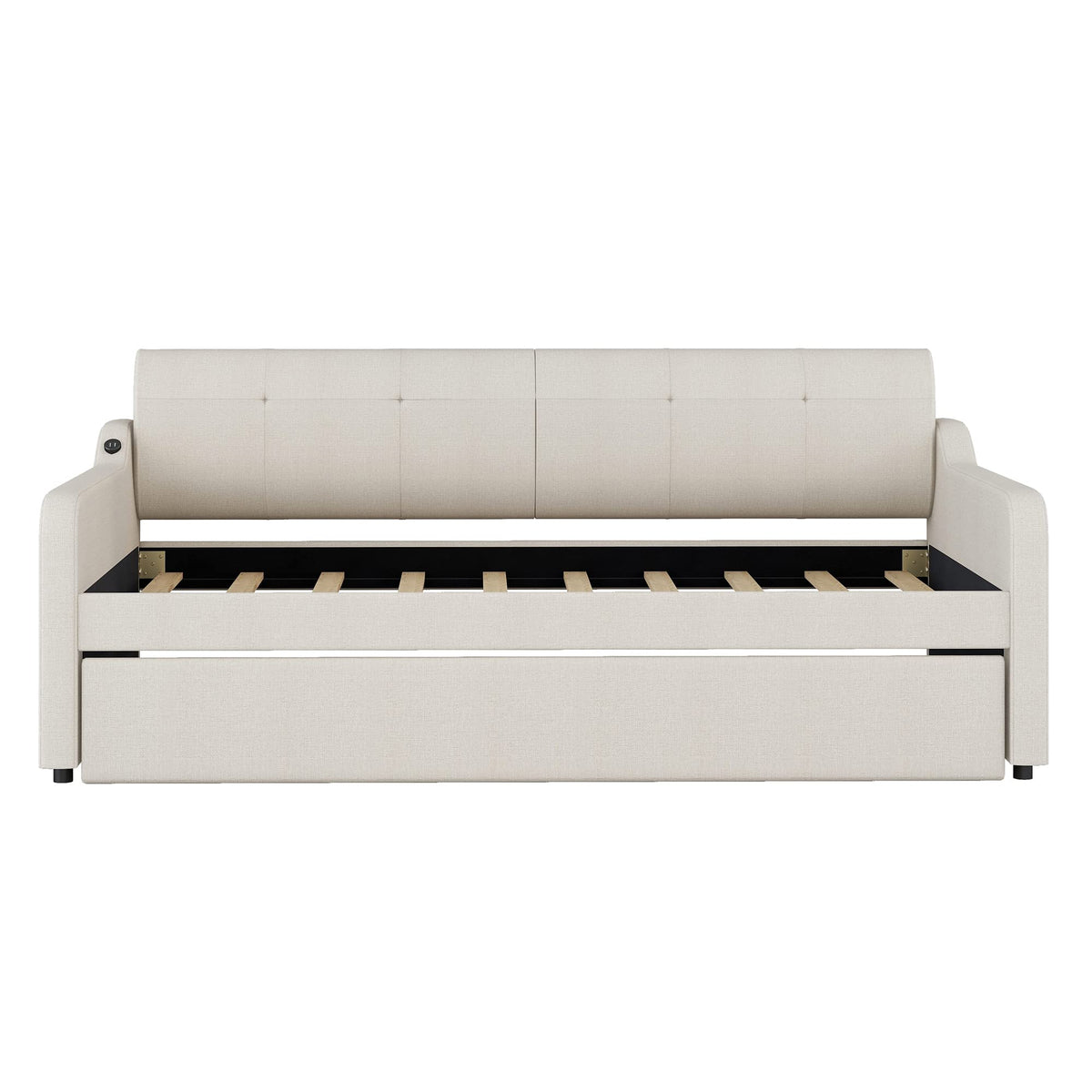 Twin Size Upholstered Daybed with Trundle R48072