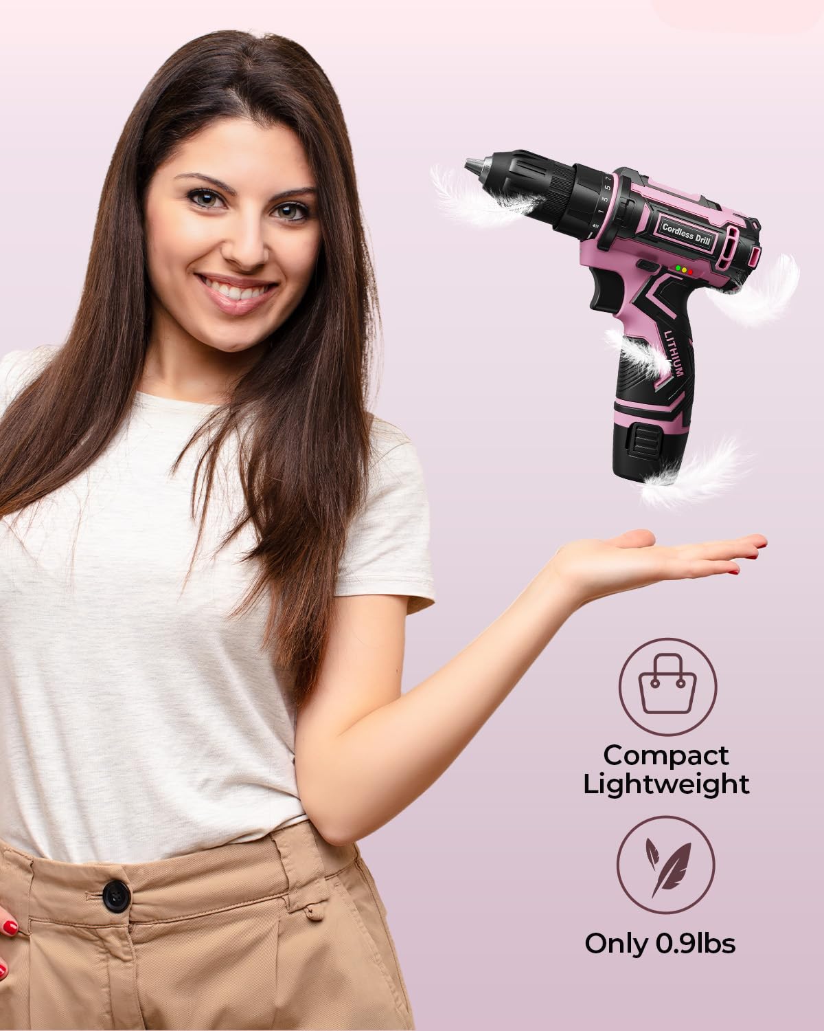 Pink Cordless Drill Set with Battery & Charger J49135