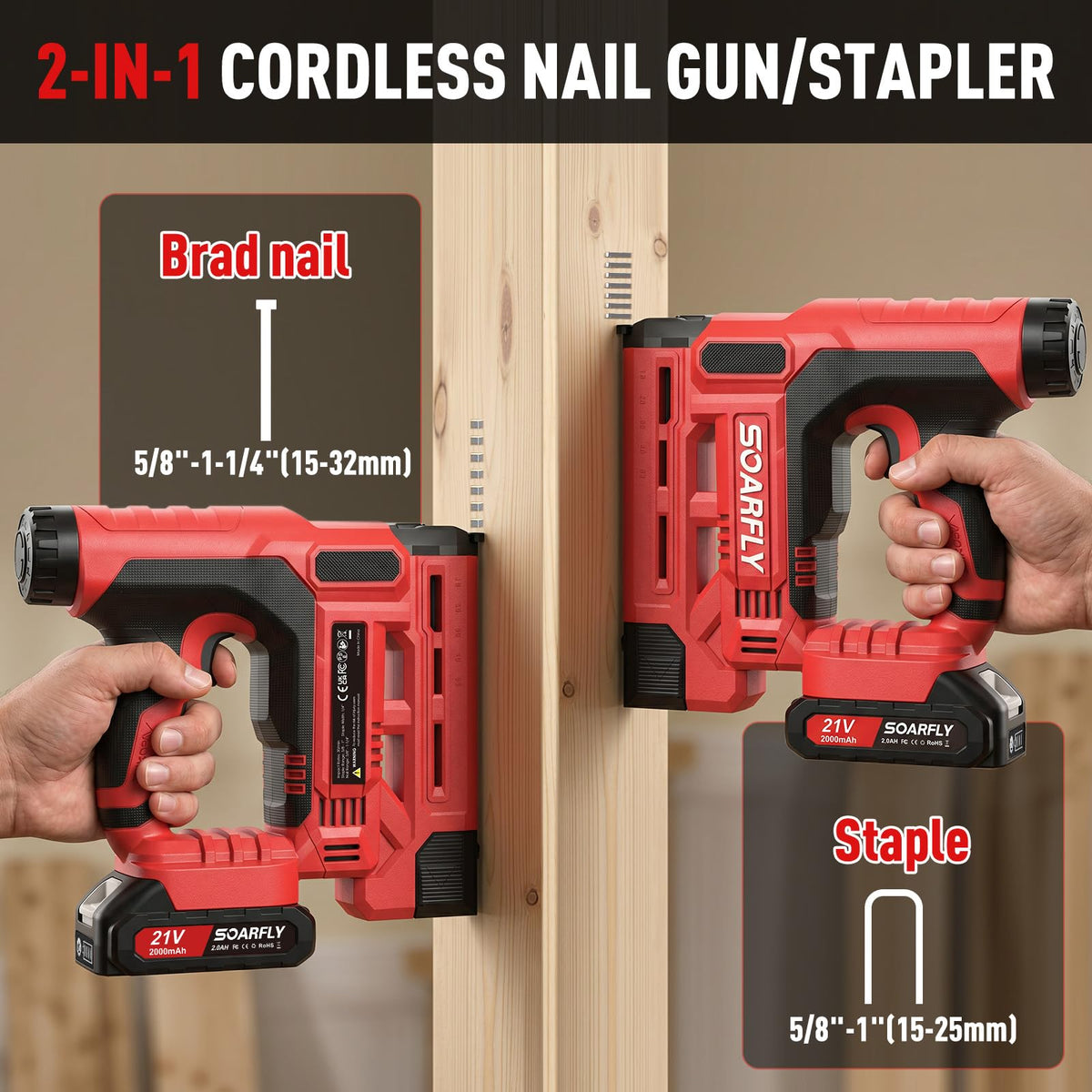 18 Gauge 2-in-1 Cordless Brad Nailer Stapler F26577