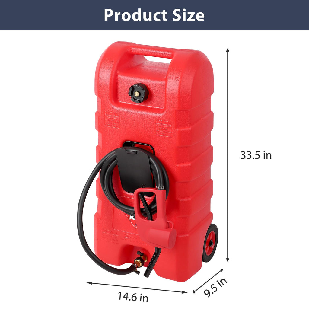 15 Gallon Portable Gas Fuel Tank Container with Pump and Hose W83692