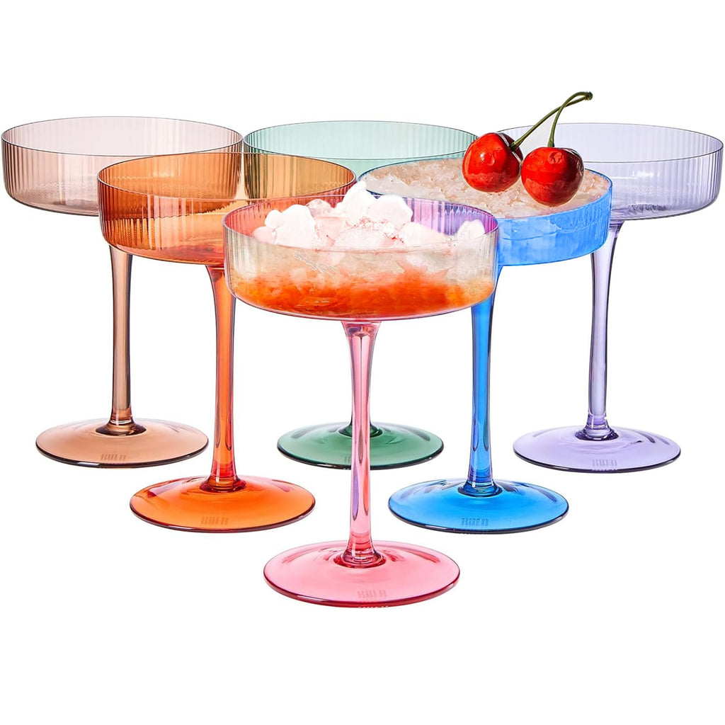 Ribbed Coupe Glasses 8oz 6 Pieces Y765