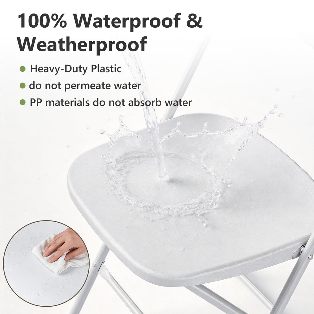 White 10 Pack Plastic Folding Chairs with Metal Frame R816924