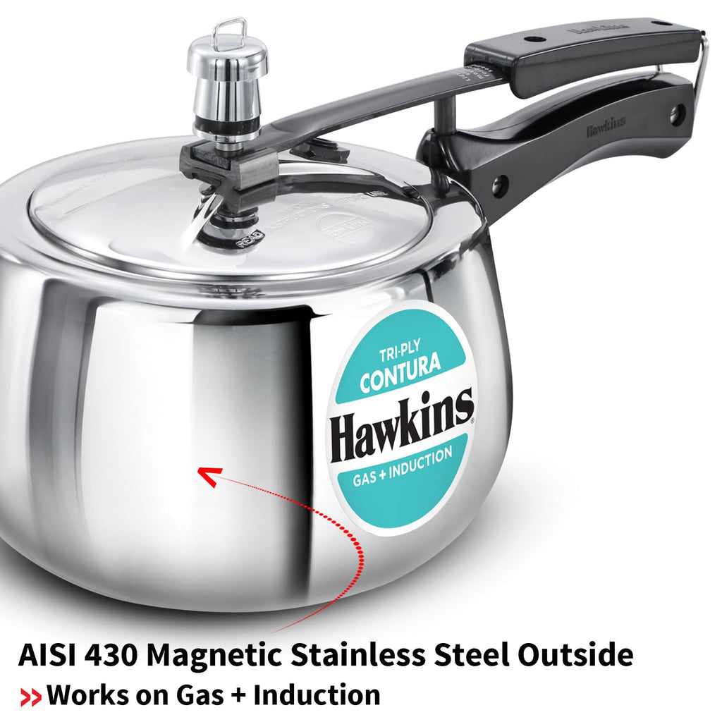 3 Litre Triply Stainless Steel Pressure Cooker V61262