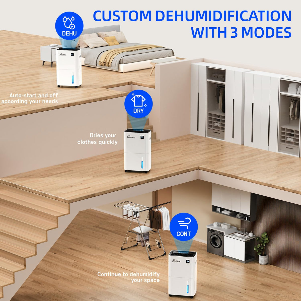 50 Pints Dehumidifier with Drain Hose U5997