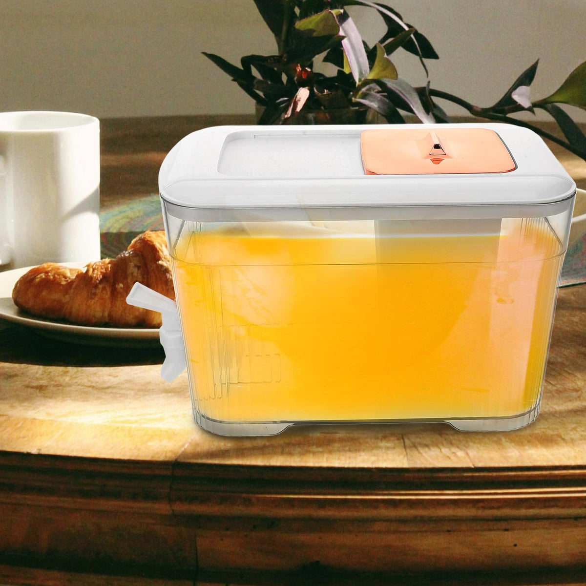 White Plastic Water Jug with Faucet and Lid U491