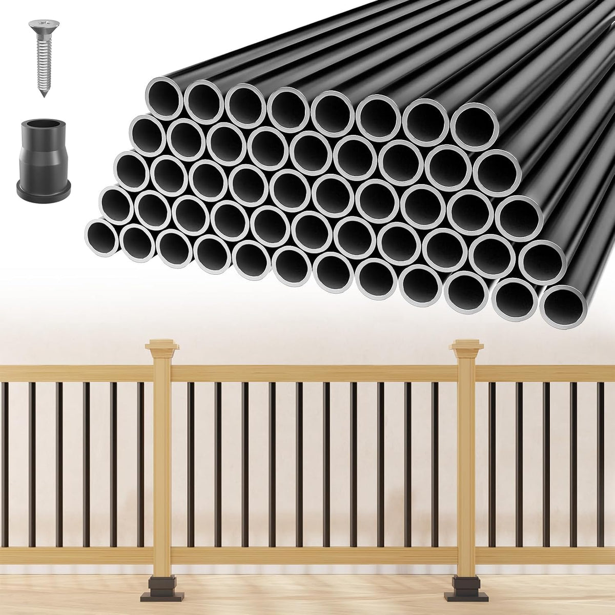 100 Pack 26" Black Aluminum Deck Balusters H8342