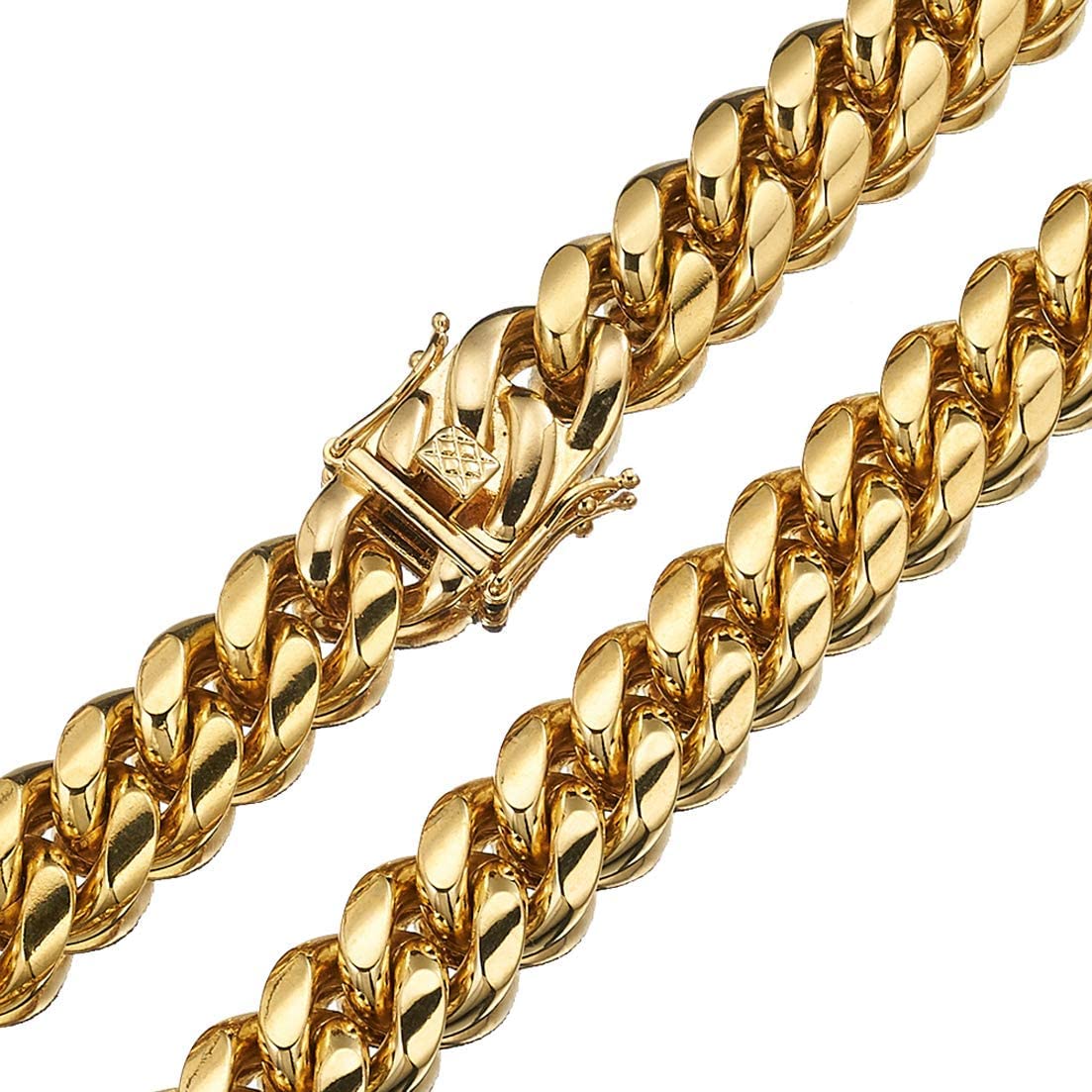 18K Gold Plated Curb Cuban Link Chain Necklace or Bracelet Stainless Steel A602