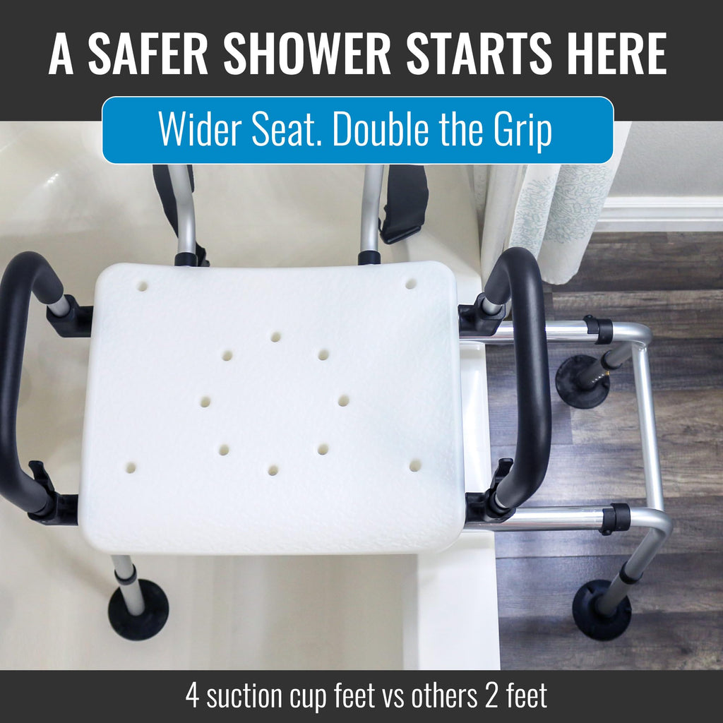 Extra-Wide 360lb Capacity Non-Slip Padded Shower Chair & Transfer Bench G33763