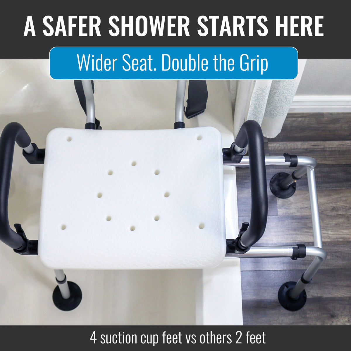 Extra-Wide 360lb Capacity Non-Slip Padded Shower Chair & Transfer Bench G33763