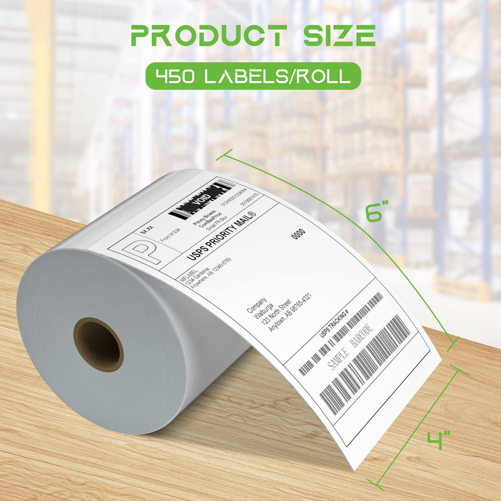 4x6 Direct Thermal Shipping Labels, 4 Rolls, 450 Labels/Roll S509454