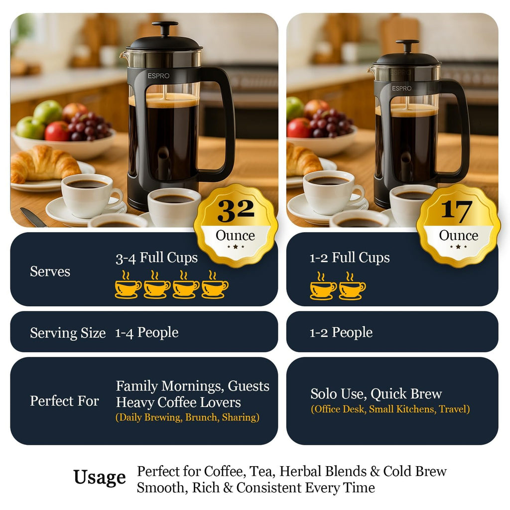 Black 17oz French Press Coffee Maker B77992
