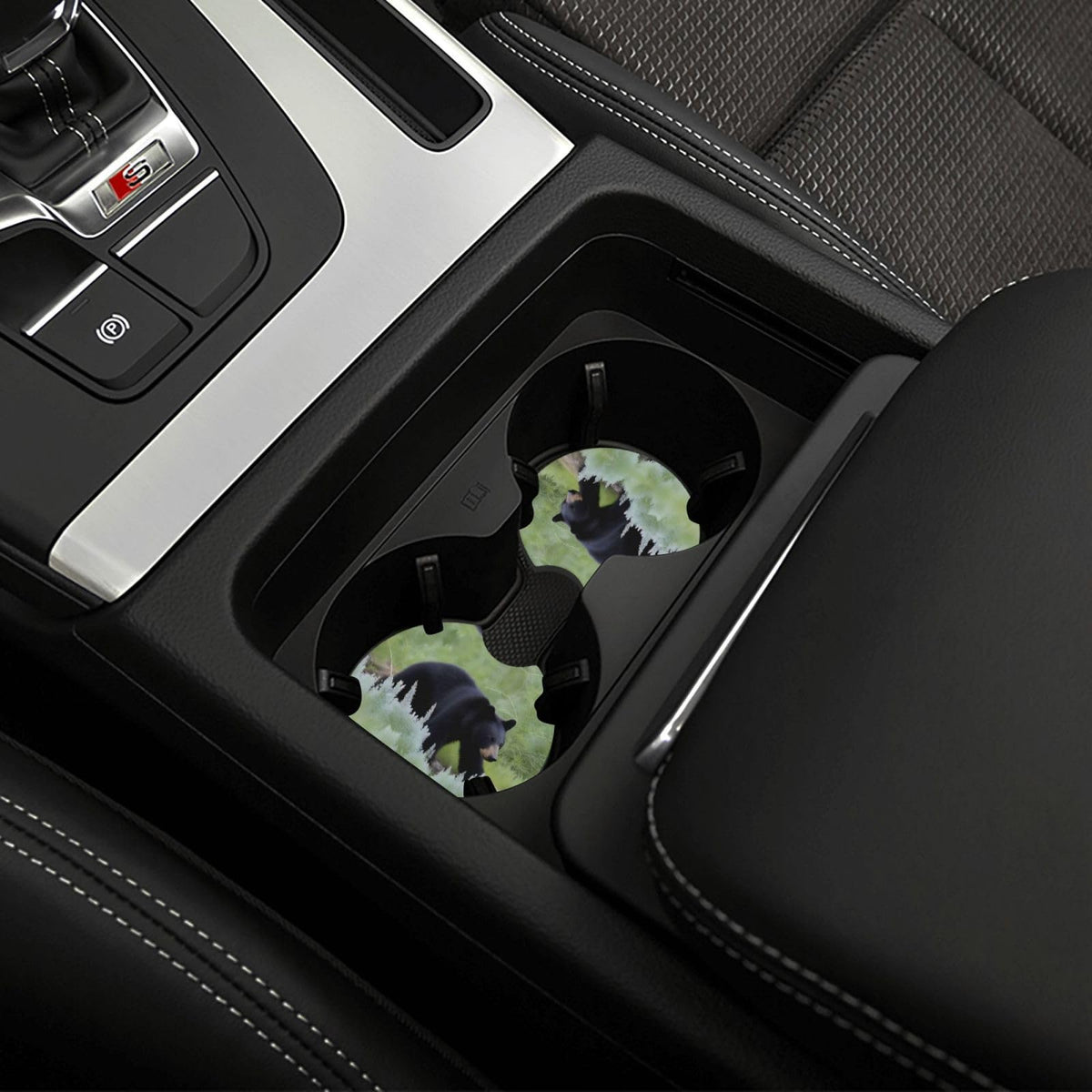 Black Bear Rubber Car Coasters Set of 2 S642078