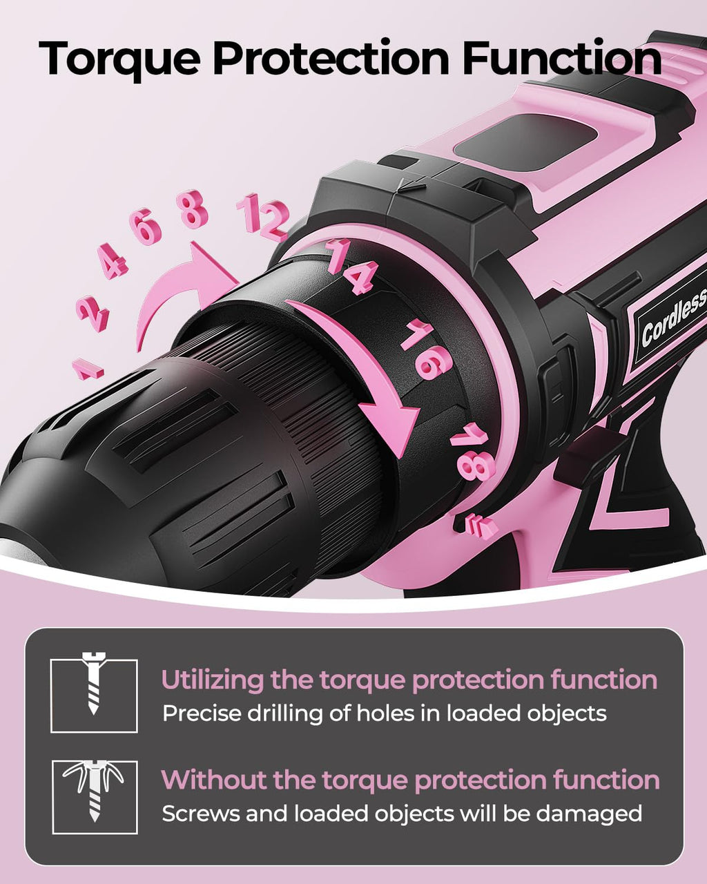 Pink Cordless Drill Set with Battery & Charger J49135
