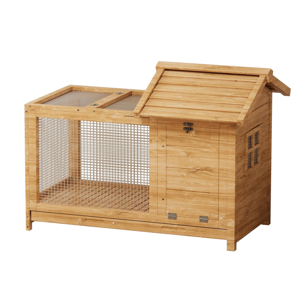 2-Story Wooden Rabbit Hutch & Chicken Coop on Wheels I10775