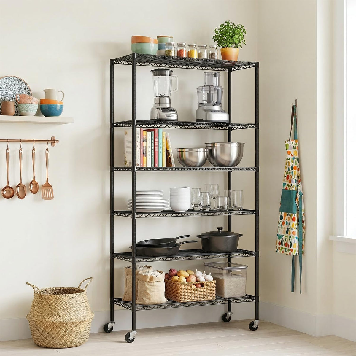 6-Tier Wire Shelf with Wheels U99433