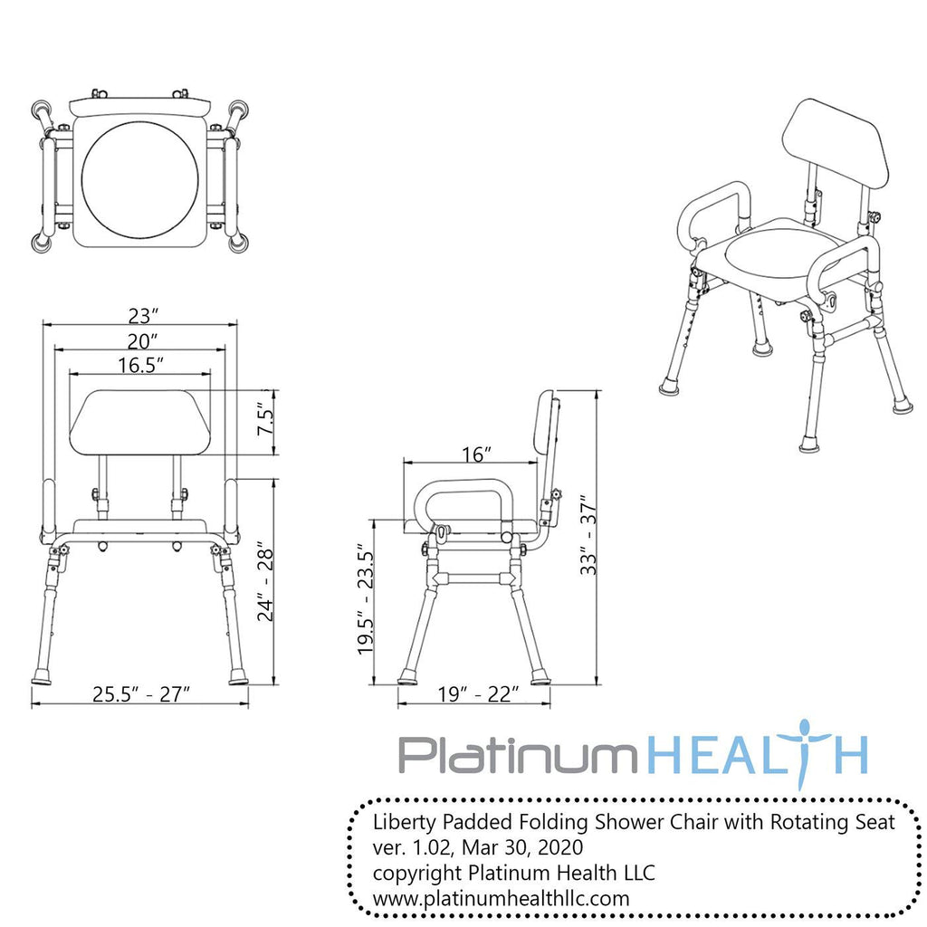 Folding Shower Chair with Padded Seat Armrests Backrest O194