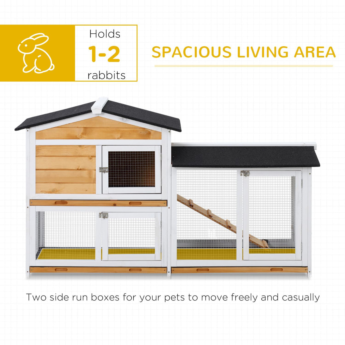 2-Story Wooden Rabbit Hutch with Ramp V81146