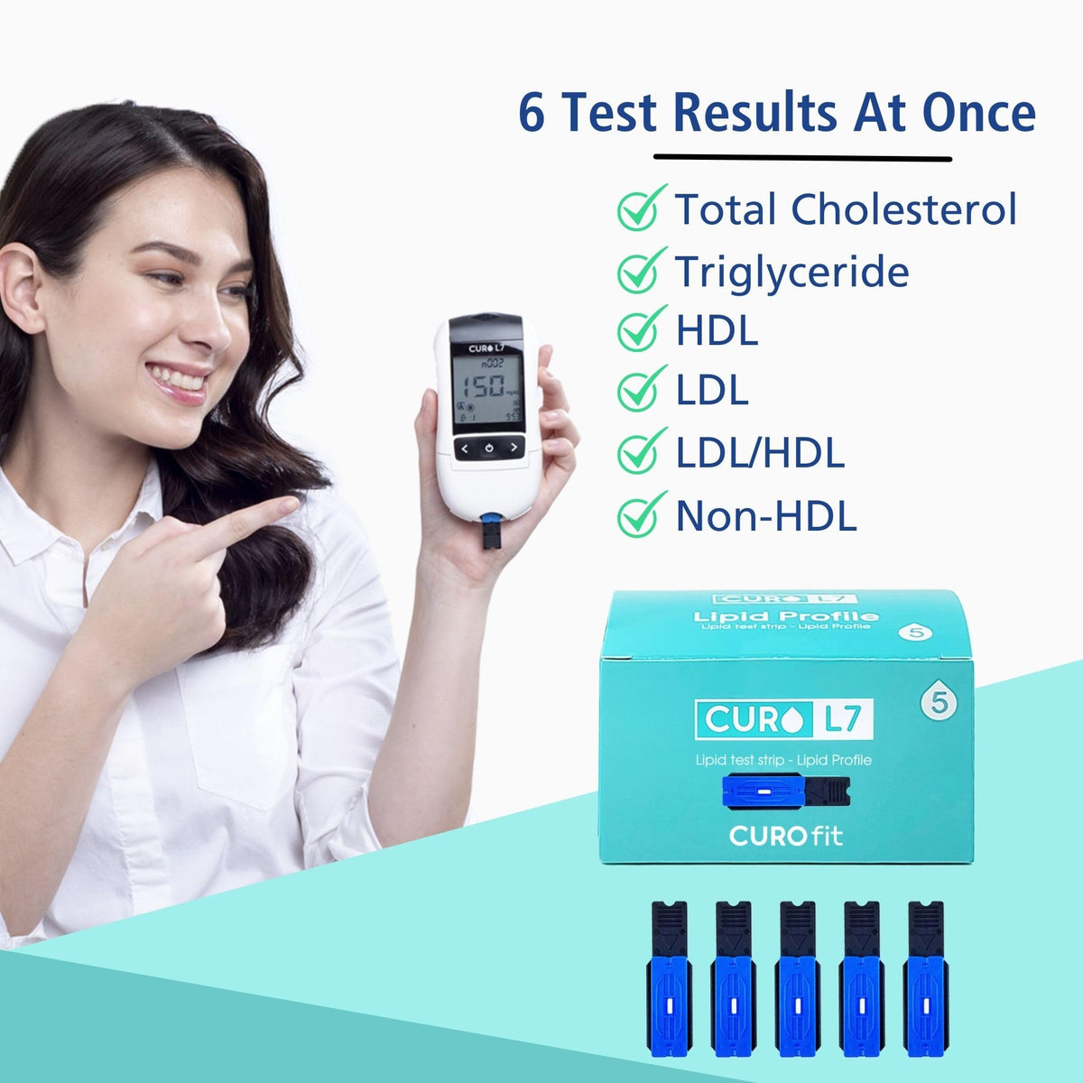 Blood Cholesterol Testing Kit with Test Strips and Lancets H32521